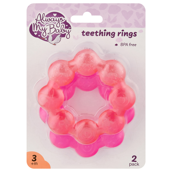 Always My Baby Pink Teething Rings 3m+