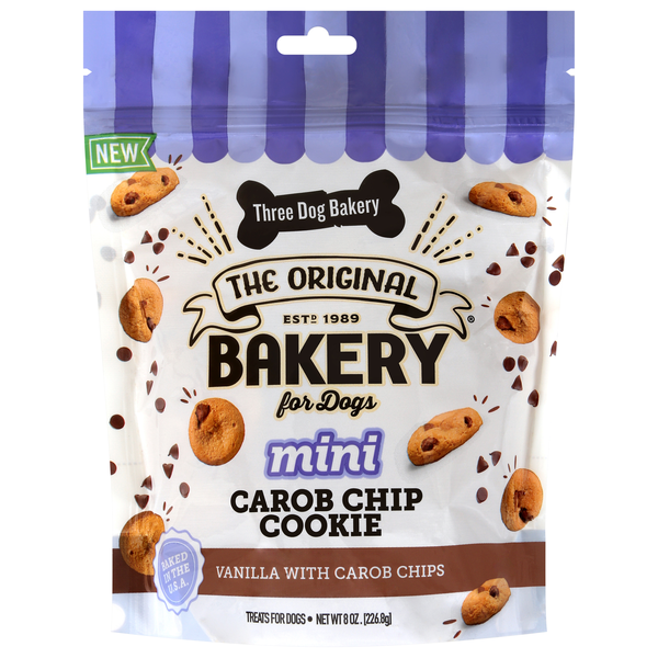 Three Dog Bakery Mini Vanilla Carob Chip Cookie Dog Treats