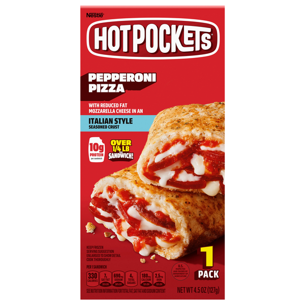 HOT POCKETS Italian Style Seasoned Crust Pepperoni Pizza Frozen