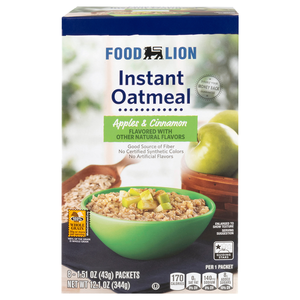 Food Lion Apples & Cinnamon Instant Oatmeal - 8 ct