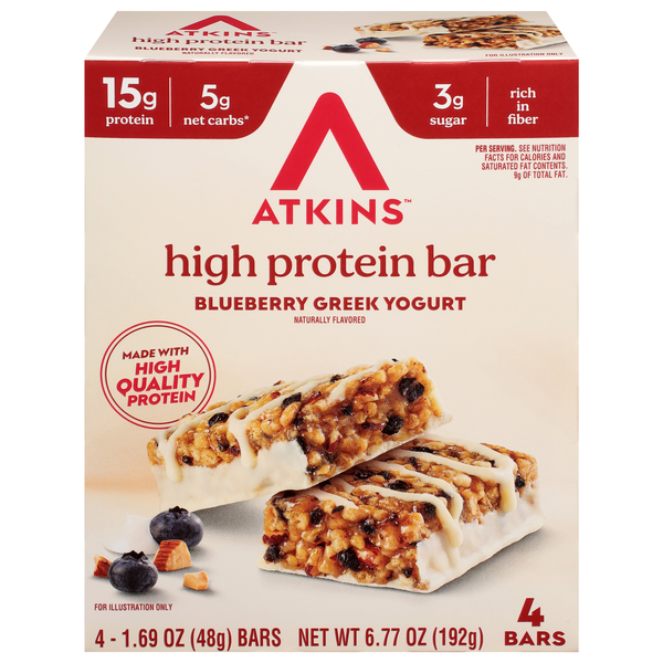 Atkins Blueberry Greek Yogurt 16g Protein Bar - 4 ct