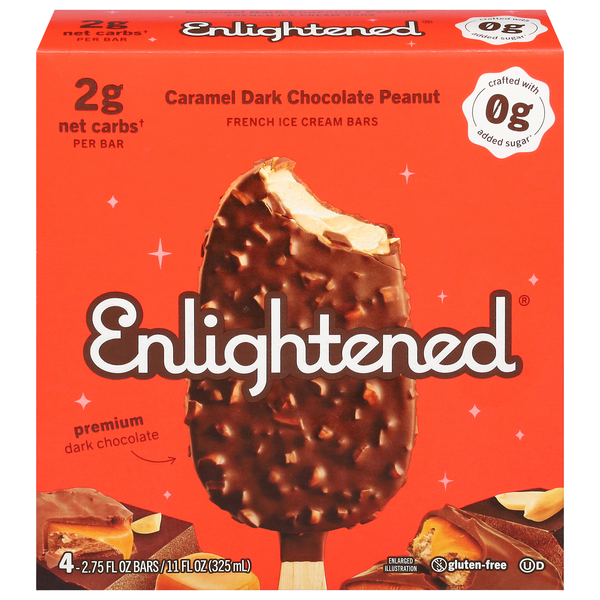 Enlightened Caramel Dark Chocolate Peanut French Ice Cream Bars - 4 ct