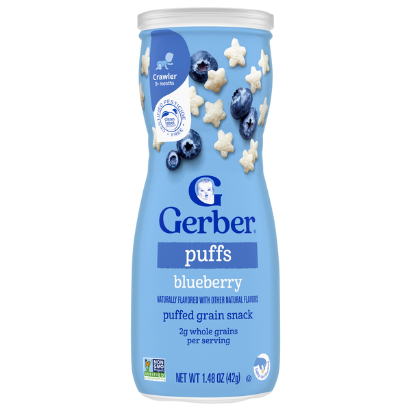Gerber Snacks Grain & Grow Baby Blueberry Puffs 8+ Months