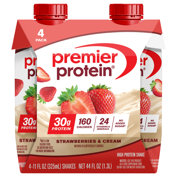 Premier Protein Strawberries & Cream 30g High Protein Shakes - 4 pk