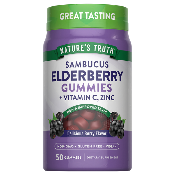 Nature's Truth Berry Flavor Black Elderberry + Vitamin C & Zinc Gummies