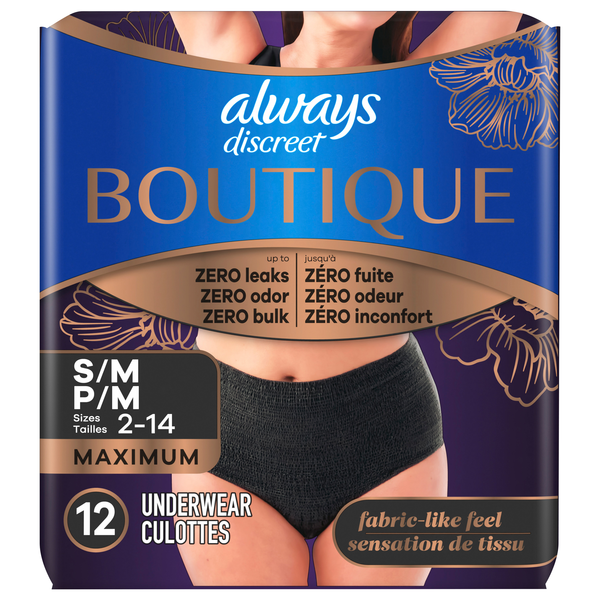 Always Discreet Boutique Women's Incontinence Underwear Max Low Rise S/M