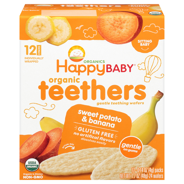 Happy Baby Organics Sweet Potato & Banana Teething Wafers - 12 ct