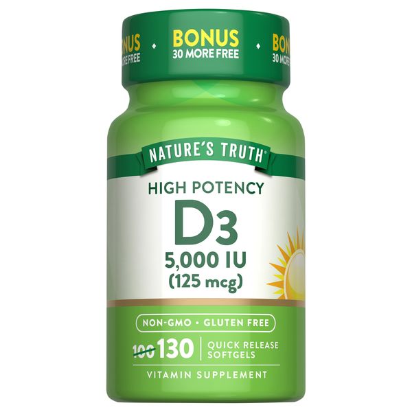 Nature's Truth D3 5000 IU 125 mcg Quick Release Softgels