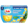 Dole No Sugar Added Pineapple Tidbits Fruit Cups with Stevia - 4 ct