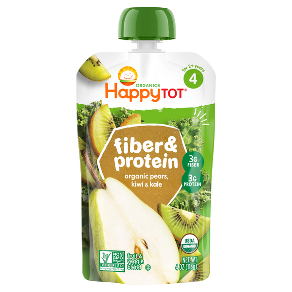 Happy Tot Organics Fiber & Protein Pears, Kiwi & Kale Organic