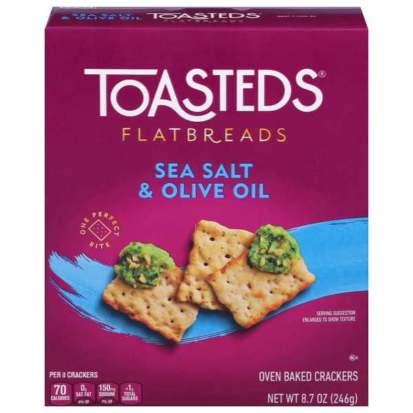 Toasteds Flatbreads Sea Salt & Olive Oil Oven Baked Crackers