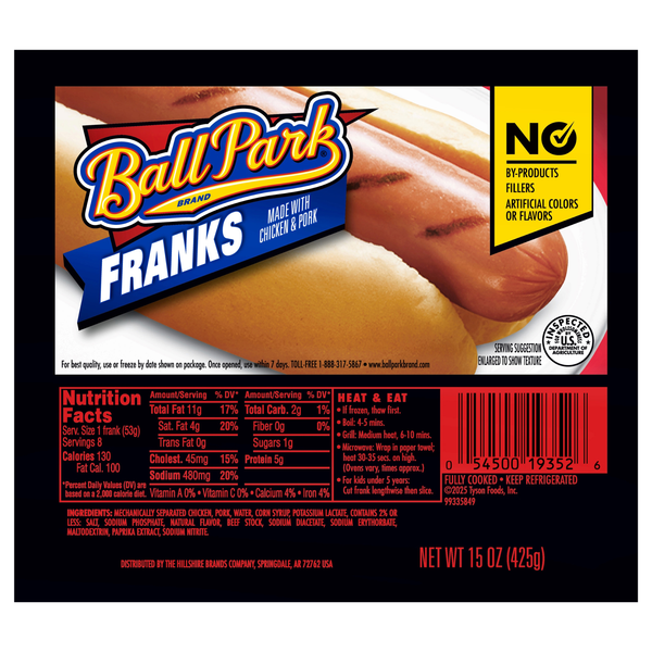 Ball Park Chicken & Pork Franks - 8 ct