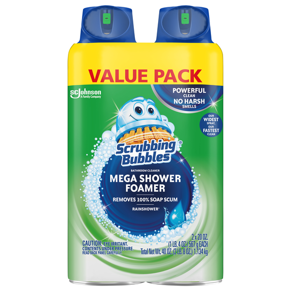 Scrubbing Bubbles Mega Shower Foamer Rainshower Bathroom Disinfectant 2 pk