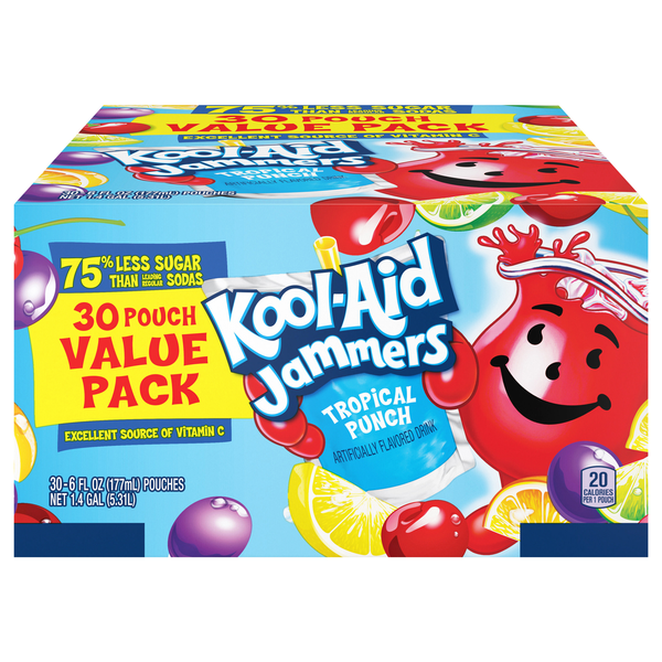 Kool-Aid Jammers Tropical Punch Juice Drink Pouches Value Pack - 30 pk