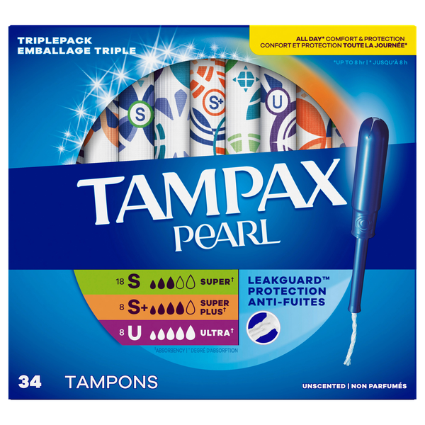 Tampax Pearl Unscented Super-Super Plus-Ultra Tampons