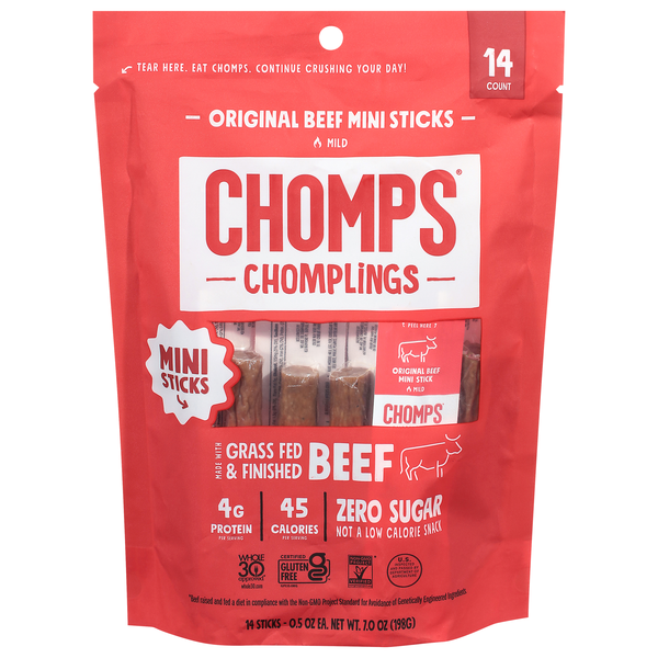 Chomps Chomplings Mild Original Mini Beef Sticks - 14 ct