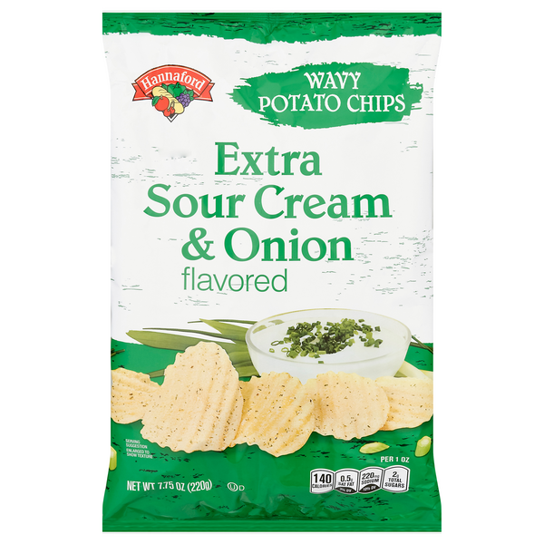 Hannaford Extra Sour Cream & Onion Wavy Potato Chips