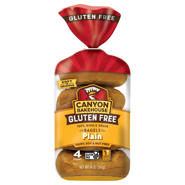Canyon Bakehouse Gluten Free Plain Bagels - 4 ct Frozen