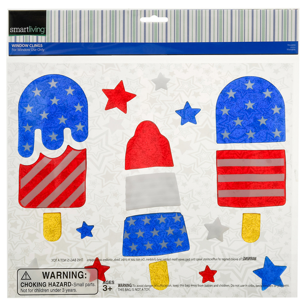 Smart Living Patriotic Window Clings Popsicle