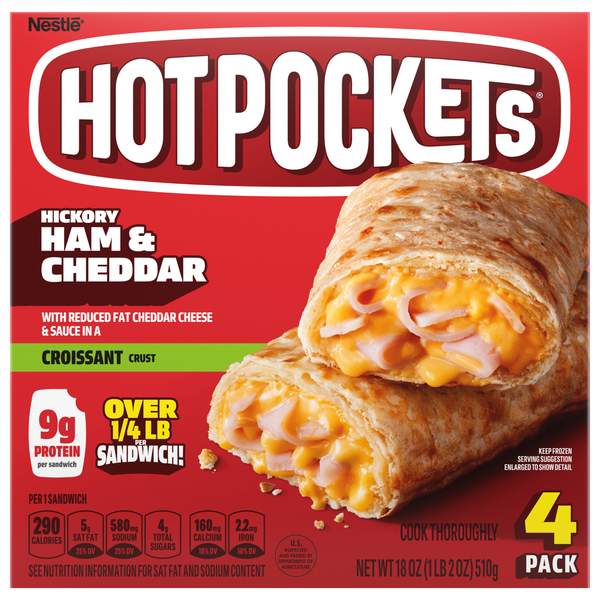 HOT POCKETS Ham & Cheese Croissant Crust Sandwiches - 4 ct Frozen