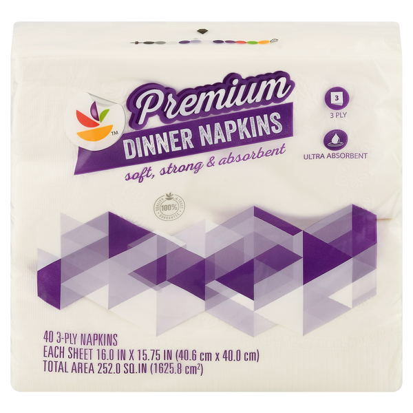 Our Brand Premium 3-Ply White Dinner Napkins