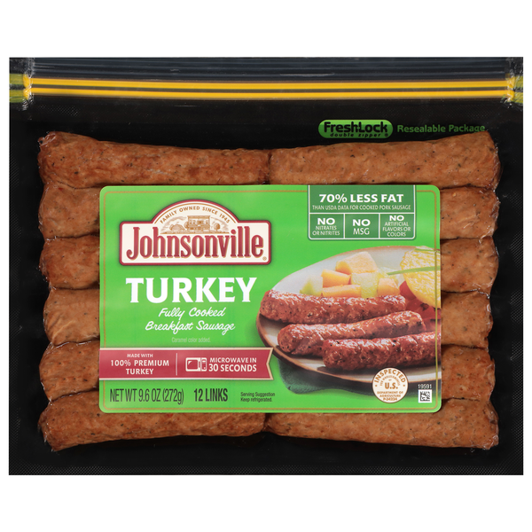Johnsonville Fully Cooked Turkey Breakfast Sausage Links - 12 ct
