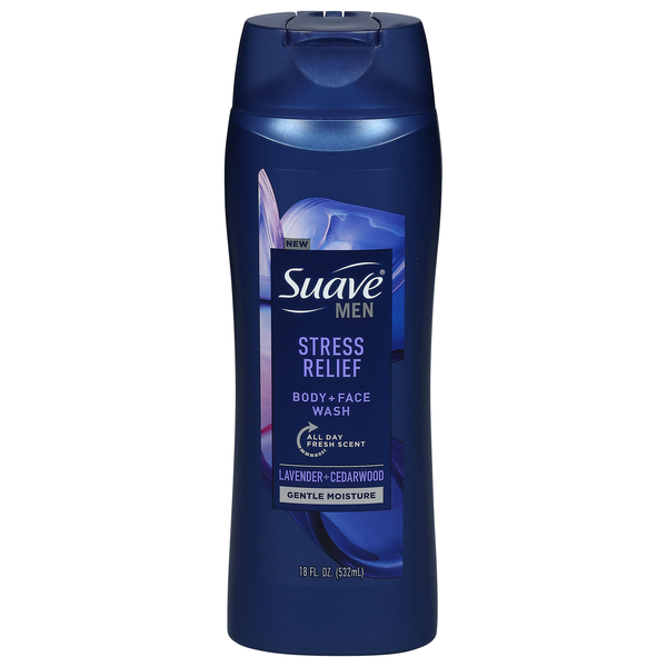 Suave Men Stress Relief Lavender + Cedarwood Body + Face Wash