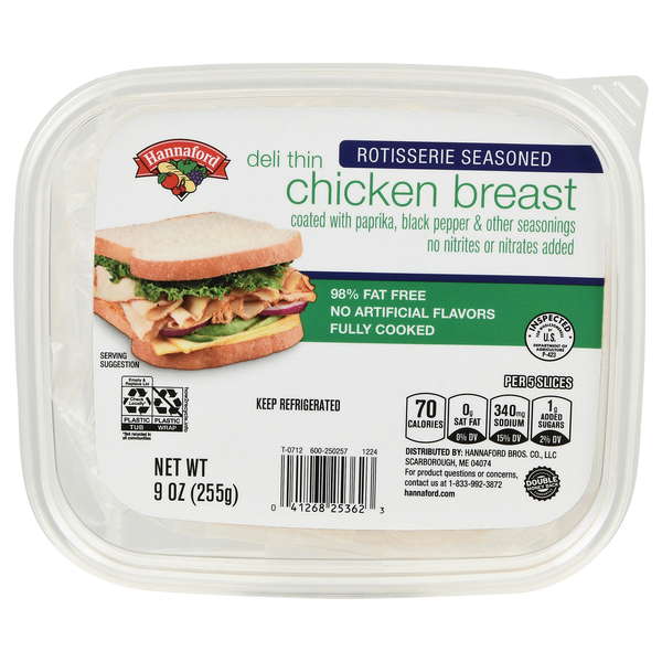Hannaford Deli Thin Rotisserie Seasoned Chicken Breast Sliced