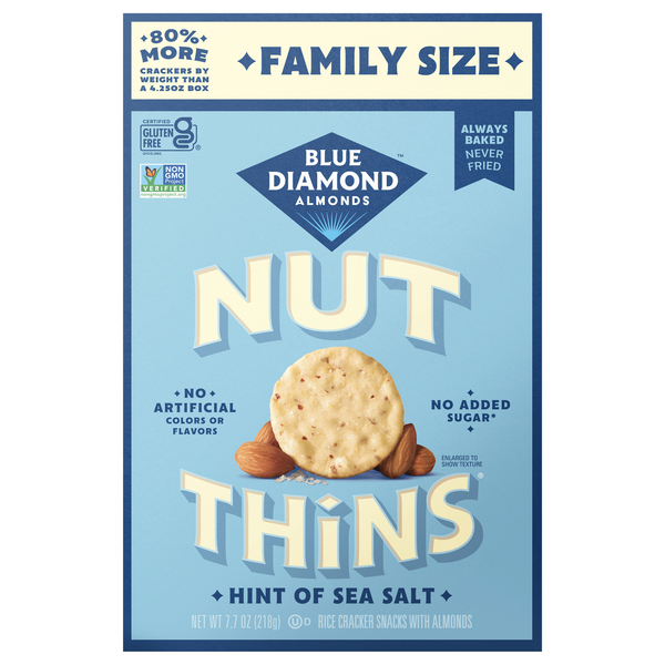 Blue Diamond Almond Nut-Thins Gluten Free Hint of Salt Rice Crackers