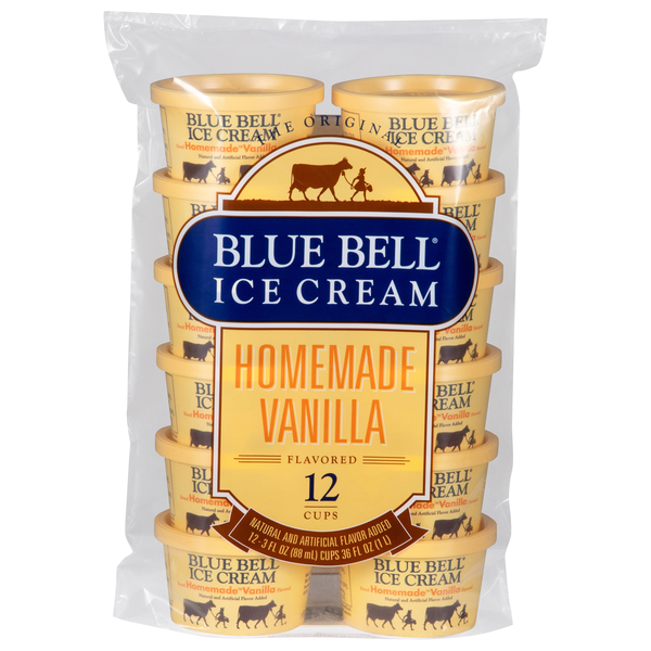 Blue Bell Homemade Vanilla Ice Cream Cups - 12 ct