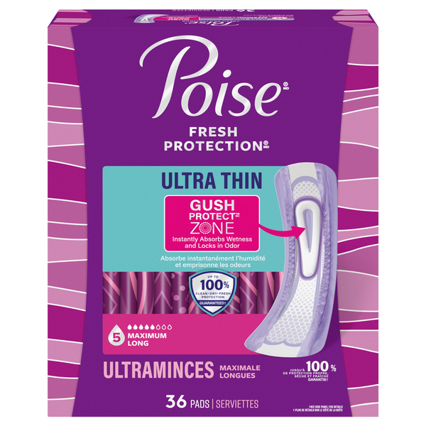 Poise Incontinence Pads Ultra Thin Maximum Long Length