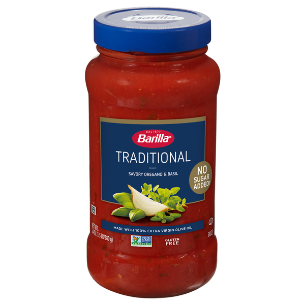 Barilla No Sugar Added Traditional Savory Oregano & Basil Pasta Sauce