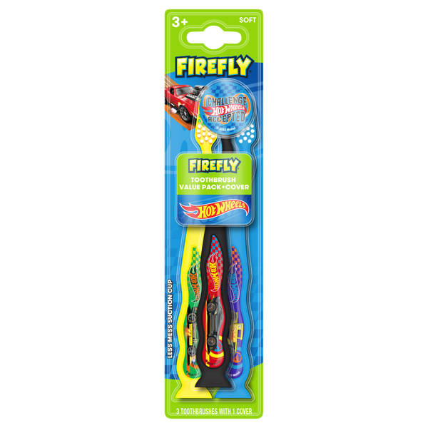 FireFly Hot Wheels Toothbrushes with Cover Soft