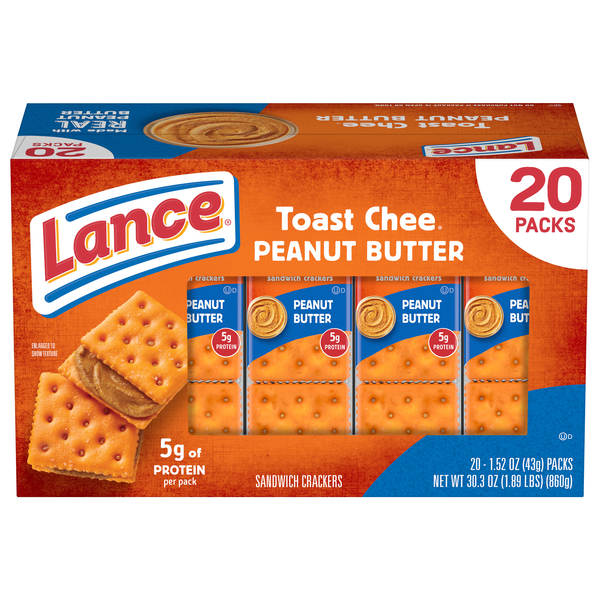 Lance Toast Chee Peanut Butter Sandwich Crackers Value Pack - 20 ct
