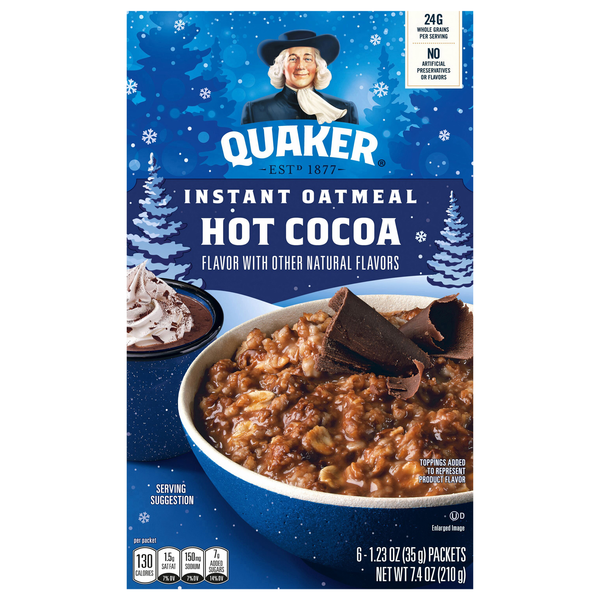 Quaker Hot Cocoa Instant Oatmeal - 6 ct