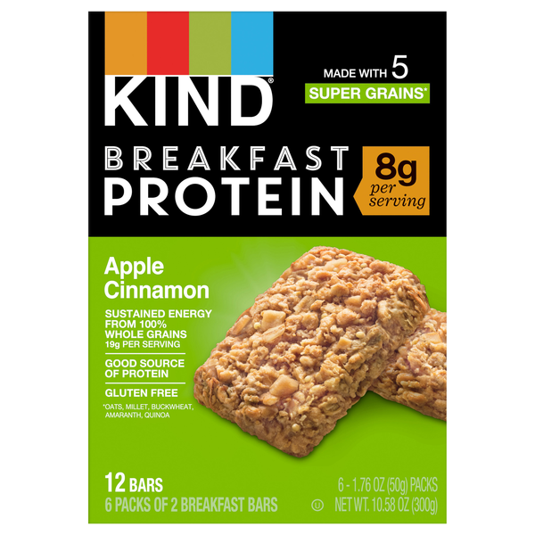 KIND Gluten Free Apple Cinnamon Breakfast Protein Bars - 6 ct