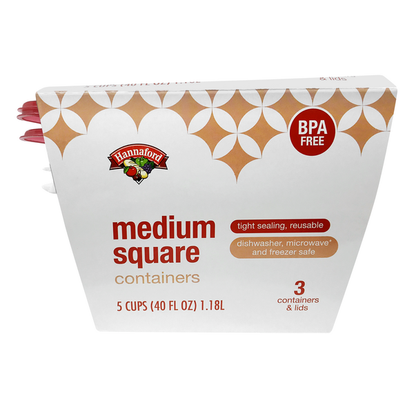 Hannaford Containers & Lids Medium Square 5 Cups