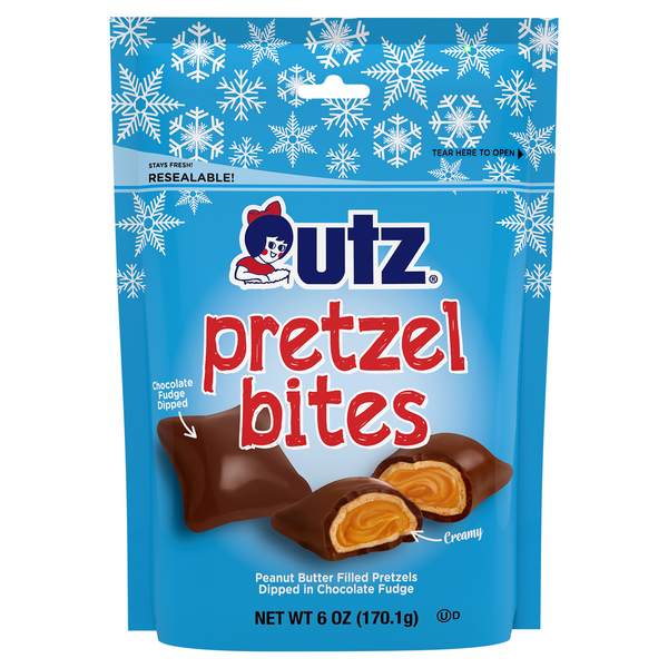 Utz Peanut Butter Filled Dipped in Chocolate Fudge Flavored Pretzel Bites