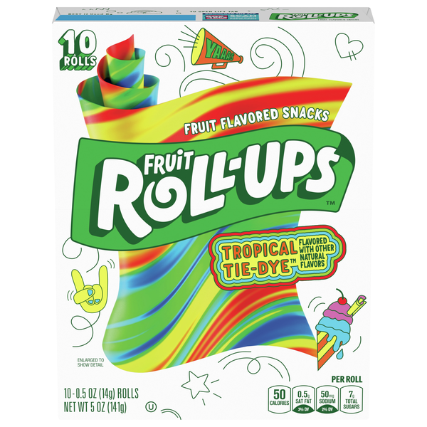 Fruit Roll-Ups Tropical Tie-Dye Fruit Flavored Snacks - 10 ct