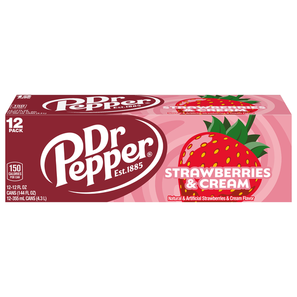 Dr Pepper Strawberries & Cream Soda - 12 pk