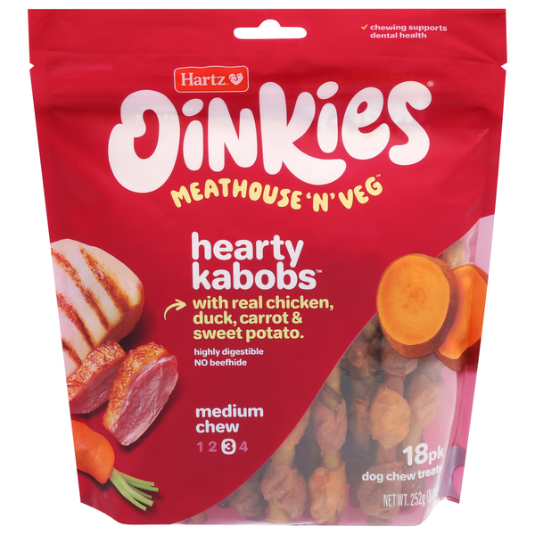 Hartz Oinkies Hearty Kabobs Chicken Duck Carrot Medium Dog Chews - 18 ct