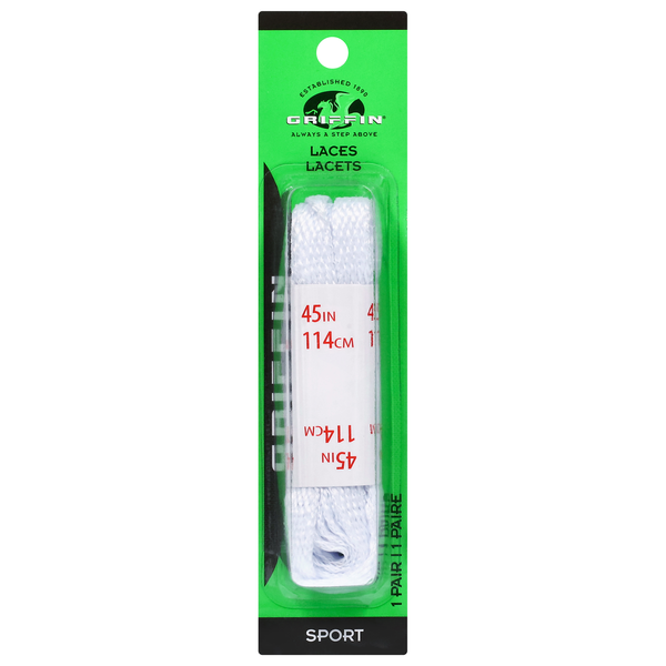 Griffin White Sport Shoe Laces 45 Inch
