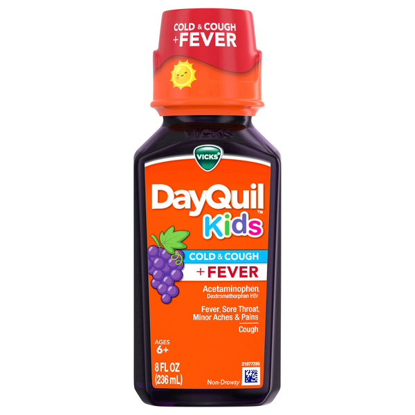 Vicks DayQuil Kids Grape Cold & Cough + Fever Multi-Symptom Relief Liquid