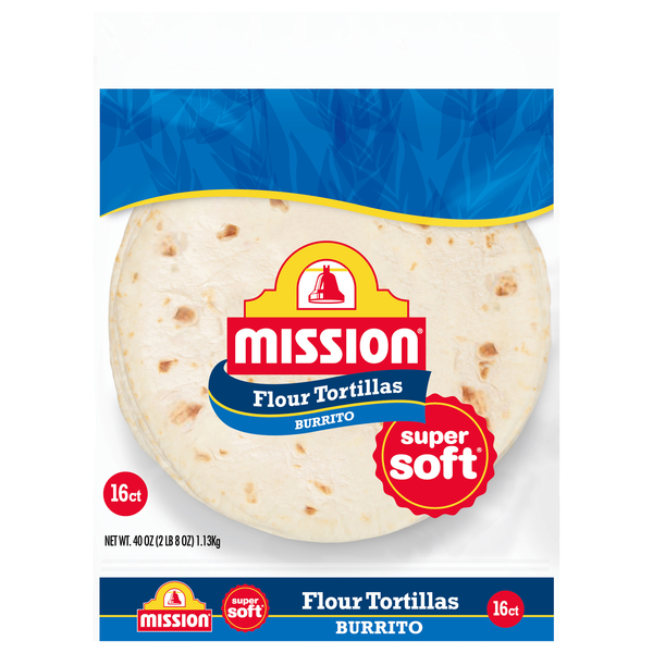 Mission Super Soft Burrito Flour Tortillas 10 Inch - 16 ct