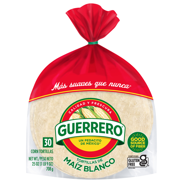 Guerrero Gluten Free White Corn Tortillas 6 Inch - 30 ct
