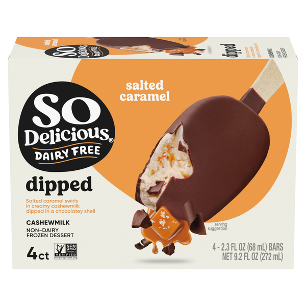 So Delicious Dairy Free Dipped Salted Caramel Cashewmilk Dessert Bars 4 ct
