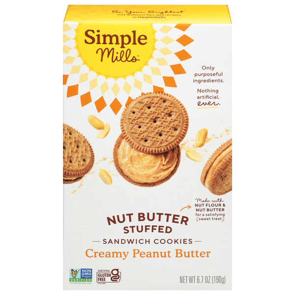 Simple Mills Gluten Free Peanut Butter Nut Butter Stuffed Sandwich Cookies