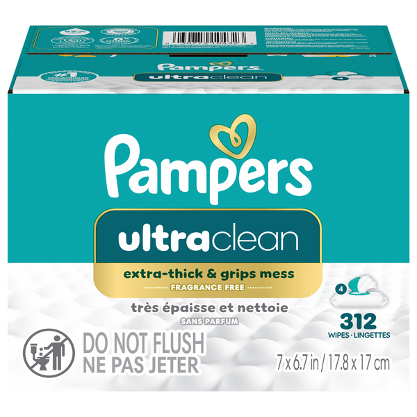Pampers Ultraclean Baby Wipes Unscented - 4 pk