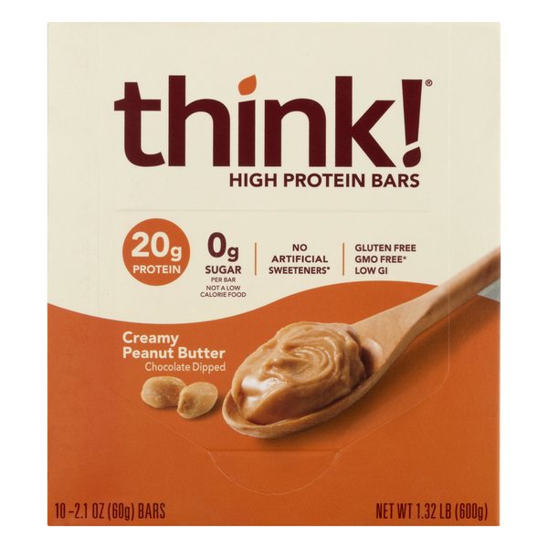 Save on think! High Protein Bar Creamy Peanut Butter Gluten Free 10 ct