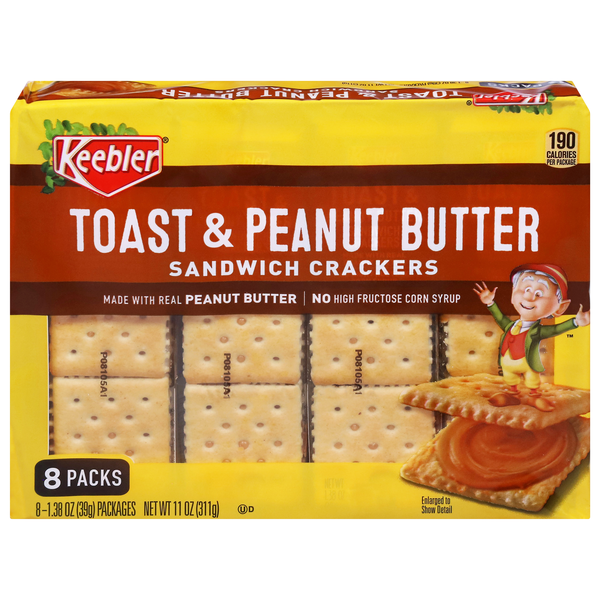Keebler Toast & Peanut Butter Sandwich Crackers - 8 ct